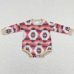 Wholesale Toddler Western One-piece Newborn Coverall Bodysuit Long Sleeves Stripe Aztec Jumpsuit Baby Unisex Kids Romper Clothes