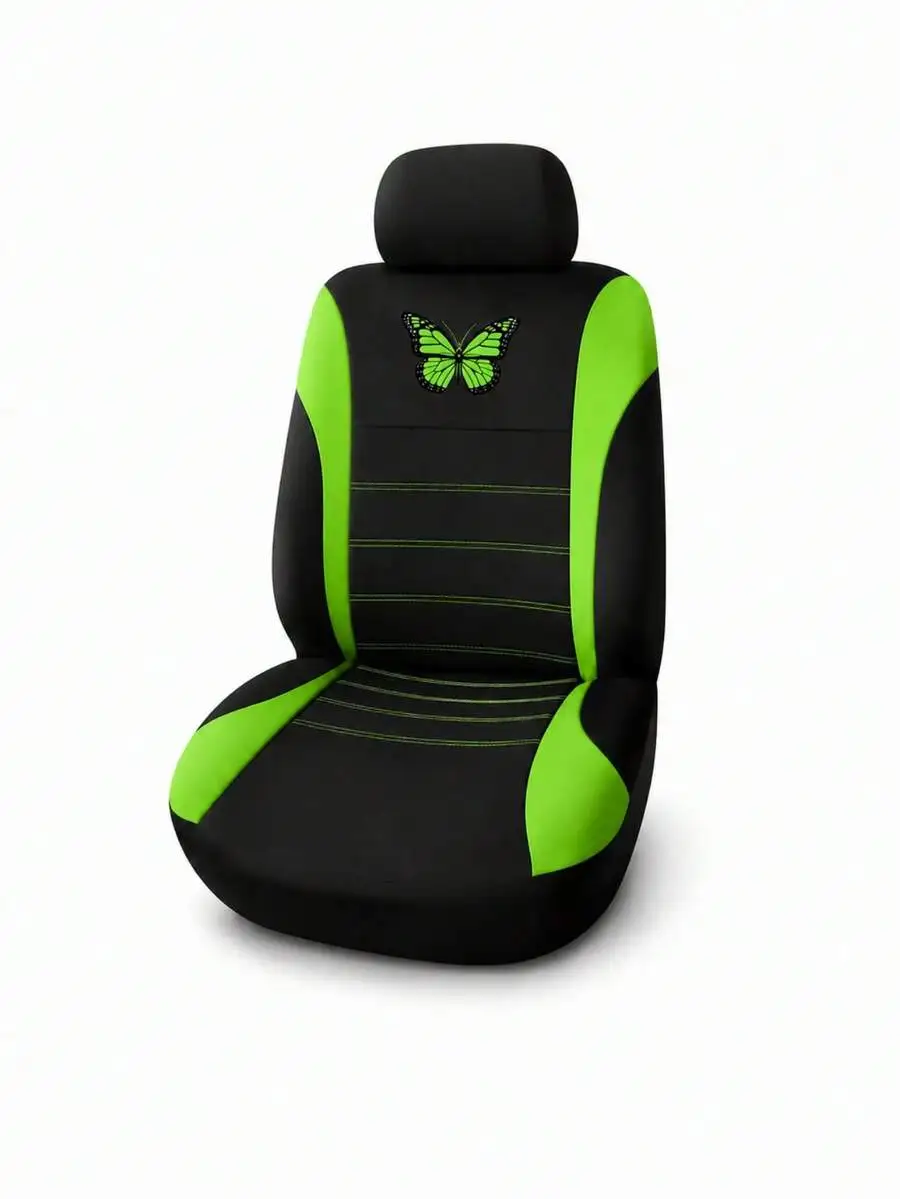 Universal Car Seat Cover Set (9pcs/4pcs/2pcs) Butterfly Pattern Polyester Front And Rear Bench Seat Protector, Fits Split