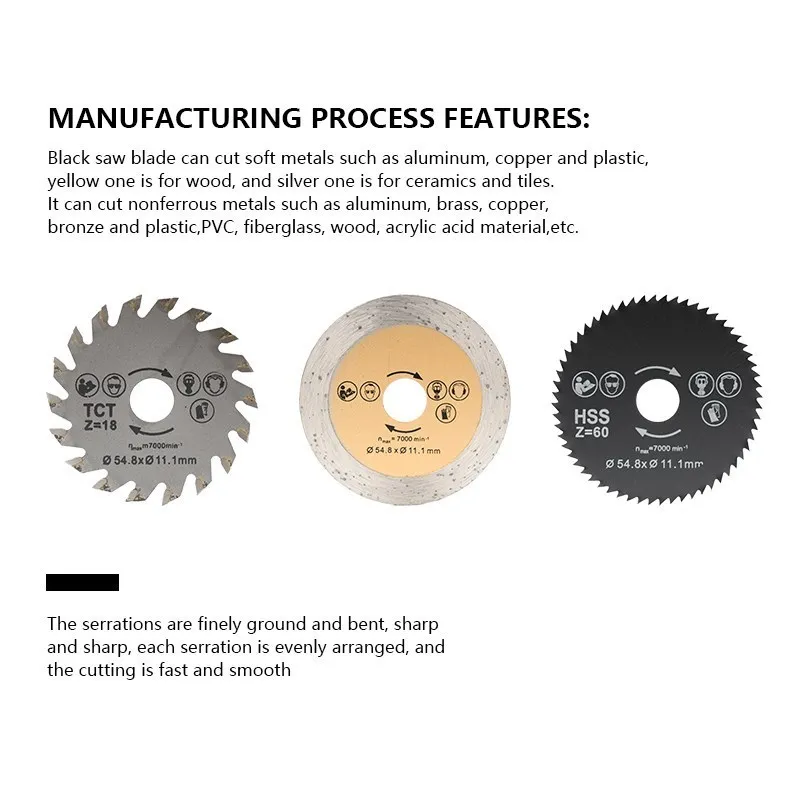 Mini Circular Saw Blade 54.8x11.1mm 30/60T Multitool Cutting disc Metal Plastic Ceramic Wood Cutting Blade Woodworking Saw Blade