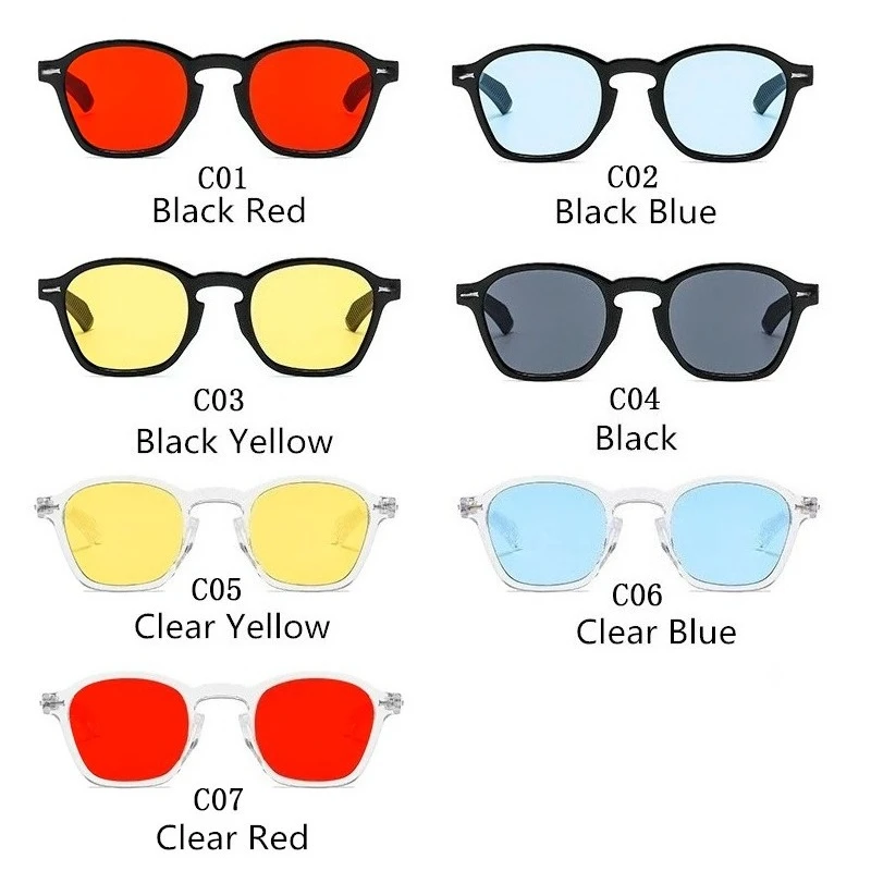 Fashion Square Sunglasses Women Luxury Yellow Red Sun Glasses Vintage Decor Rivets Round Driver Men Shades Eyewear UV400 Ladies