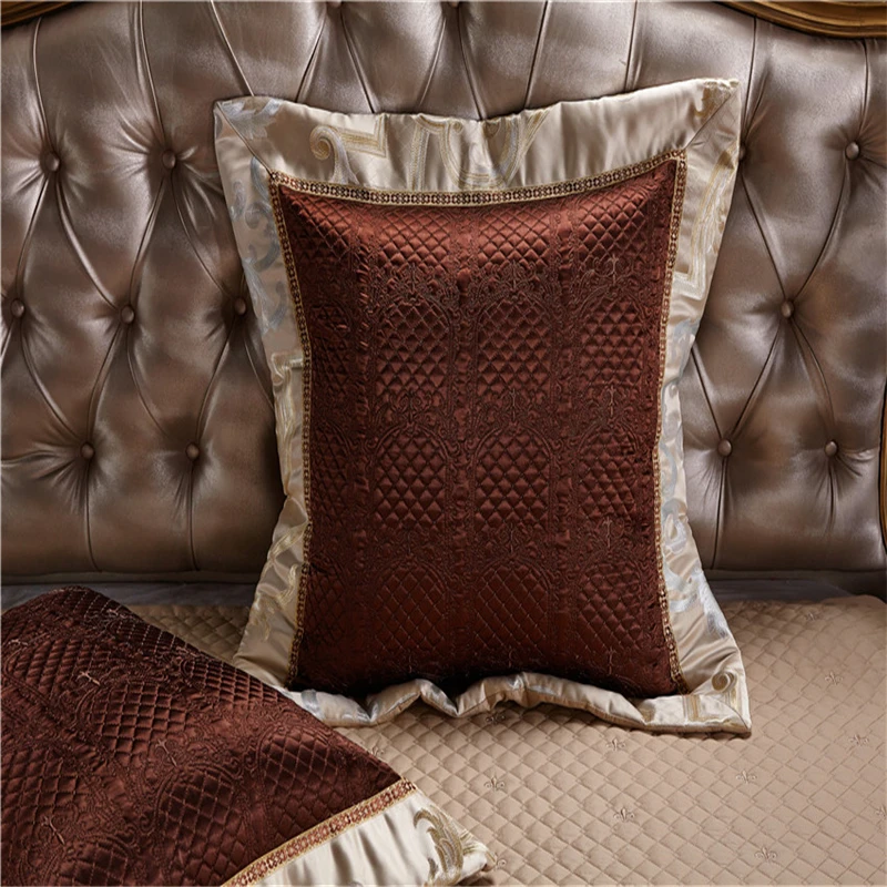 Imagem -04 - Conjunto de Cama de Algodão de Seda Dourada Cetim de Luxo Conjunto de Cama Jacquard Lençol Capa de Edredão Rainha e King Size Casamento