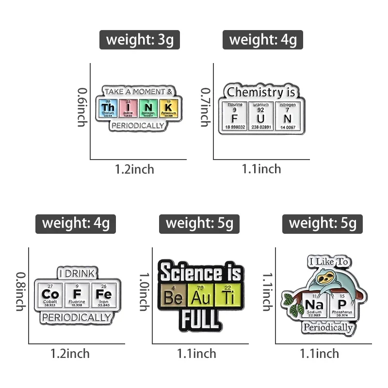 Scientific Program Code Series Enamel Pins Custom Periodic Table Of Elements Brooches Backpack Lapel Badge Programmer Jewelry