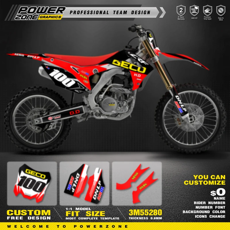 

Полный графический фон с наклейками PowerZone, Набор наклеек для HONDA 2014-2017 CRF250R 2013-2016 CRF450R, фон для мотоцикла 56