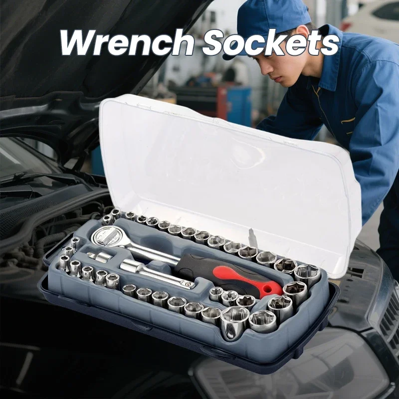 

39Pcs/Set Ratchet Socket Wrench Set Multi-Function Car Boat Auto Repair Tool Quick Release Reversible Ratchet Tools