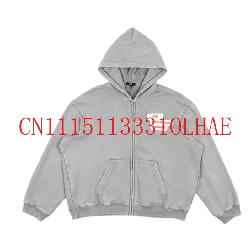 Grauer Vintage-Hoodie ARIRANG WORLD TOUR Tour, trendiges Outfit, Kapuzen-Cardigan-Jacke