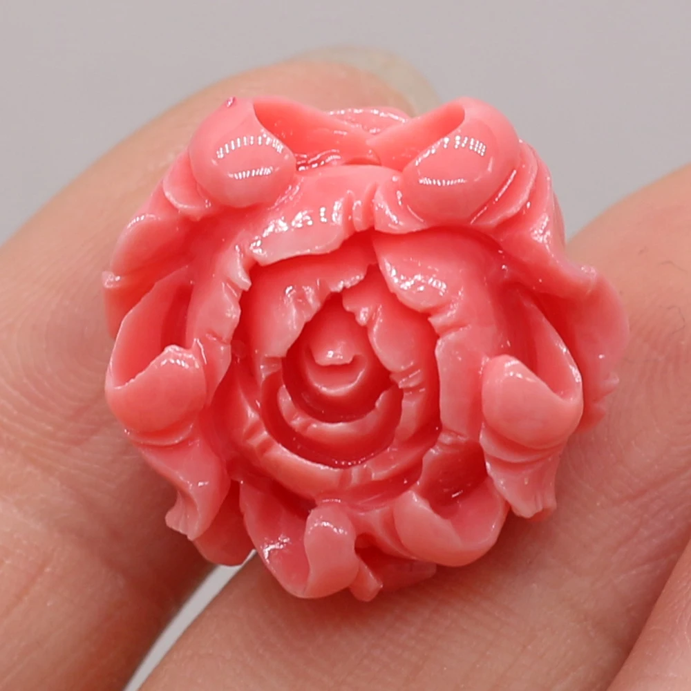 10pcs Imitation Coral Beads Through-hole Pink Flower Shape Beads For Jewelry Making DIY Necklace Bracelet Accessories 20x20mm