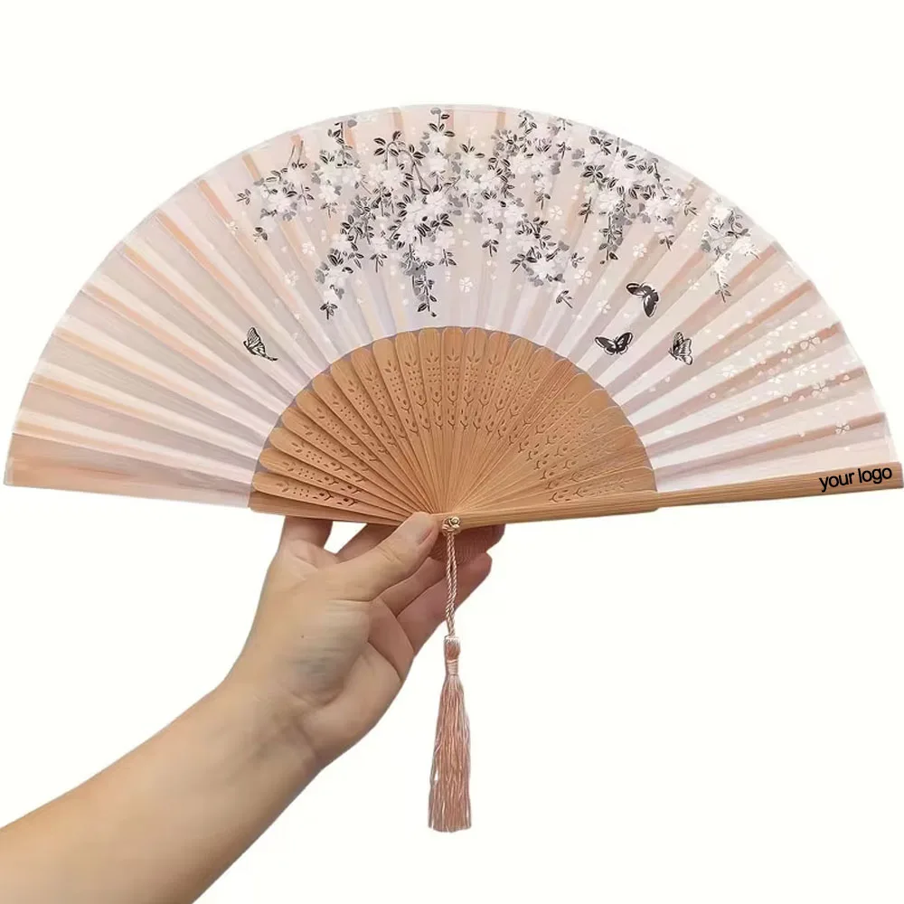 1Pc/3Pcs/5Pcs//10Pcs/20Pcs Can Be Customized with Names or Commemorative Dates, Etc., Bamboo Hand-Held Folding Fan with Tassels: an Elegant Hand Fan That Combines Traditional Chinese and Japanese Styles, Showcasing the