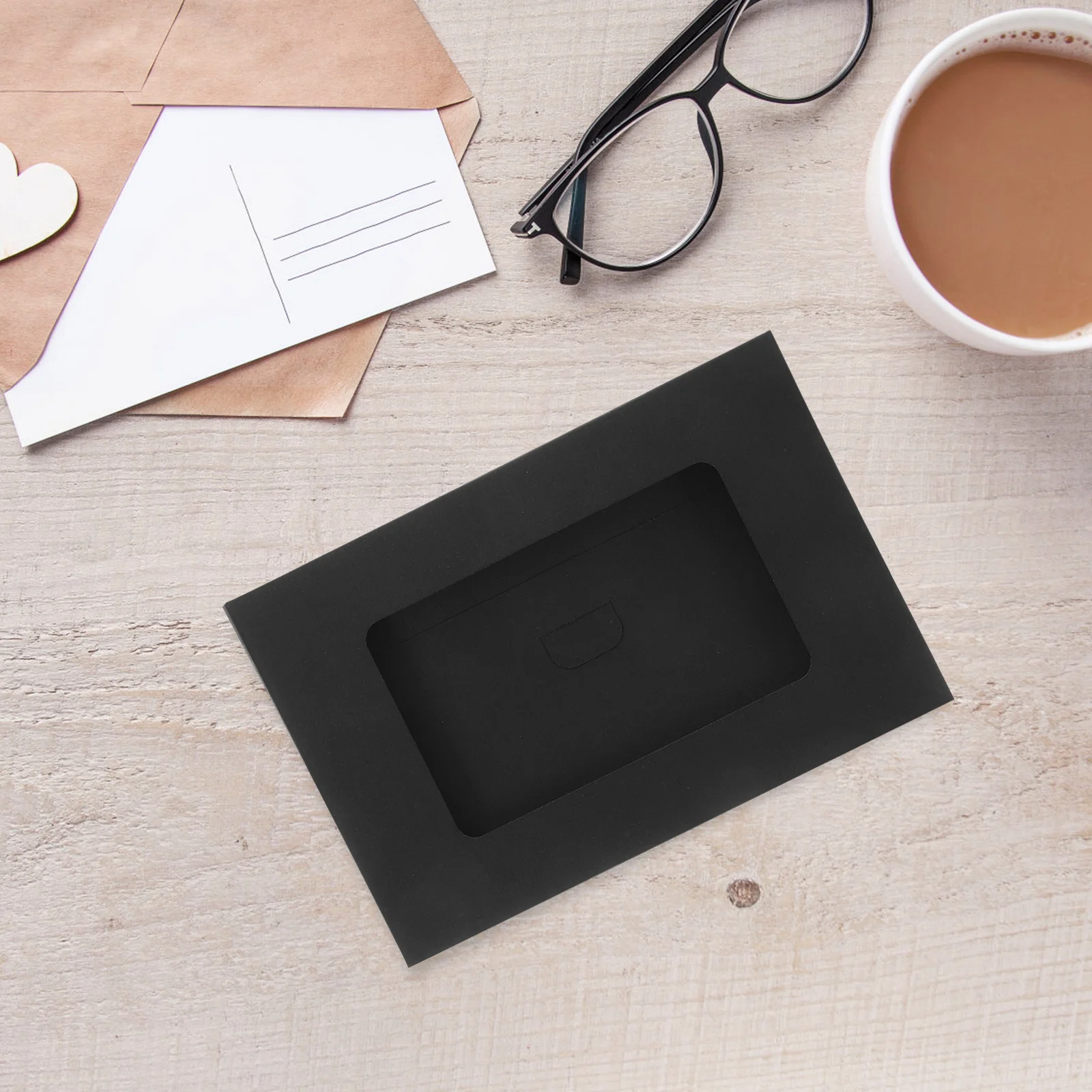30Pcs Full Window Envelopes Black Photo Frames DIY Craft Paper Picture Frames for Postcards Letters Gallery Display