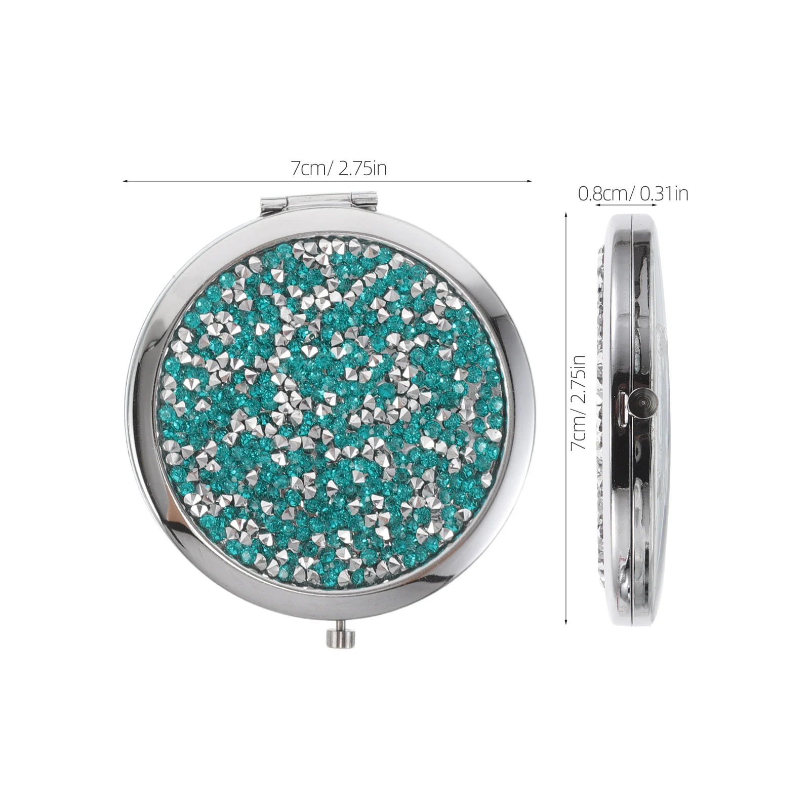 4 szt. Kryształowe lusterko dwustronne z metalu w stylu vintage, kompaktowe, z funkcją powiększania, przenośne, składane, idealne w podróży.