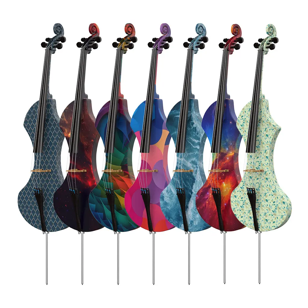 Professional Handmade Solid Wood Electric Cello 4/4 Full Size Silent Electric Cello With Bow DIY Your Logo OEM