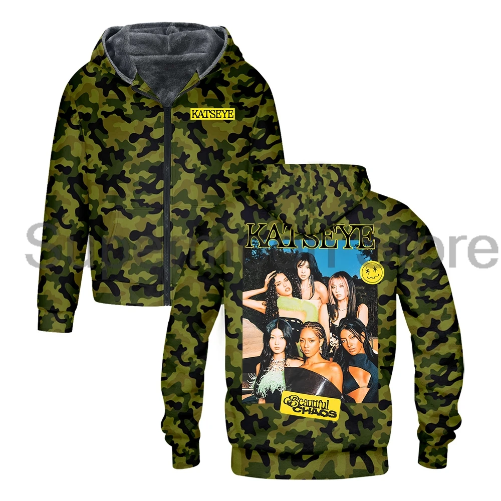 

Kpop Katseye красивые хаос фото толстовка на молнии с длинным рукавом уличная одежда для мужчин и женщин куртка парки зимнее пальто