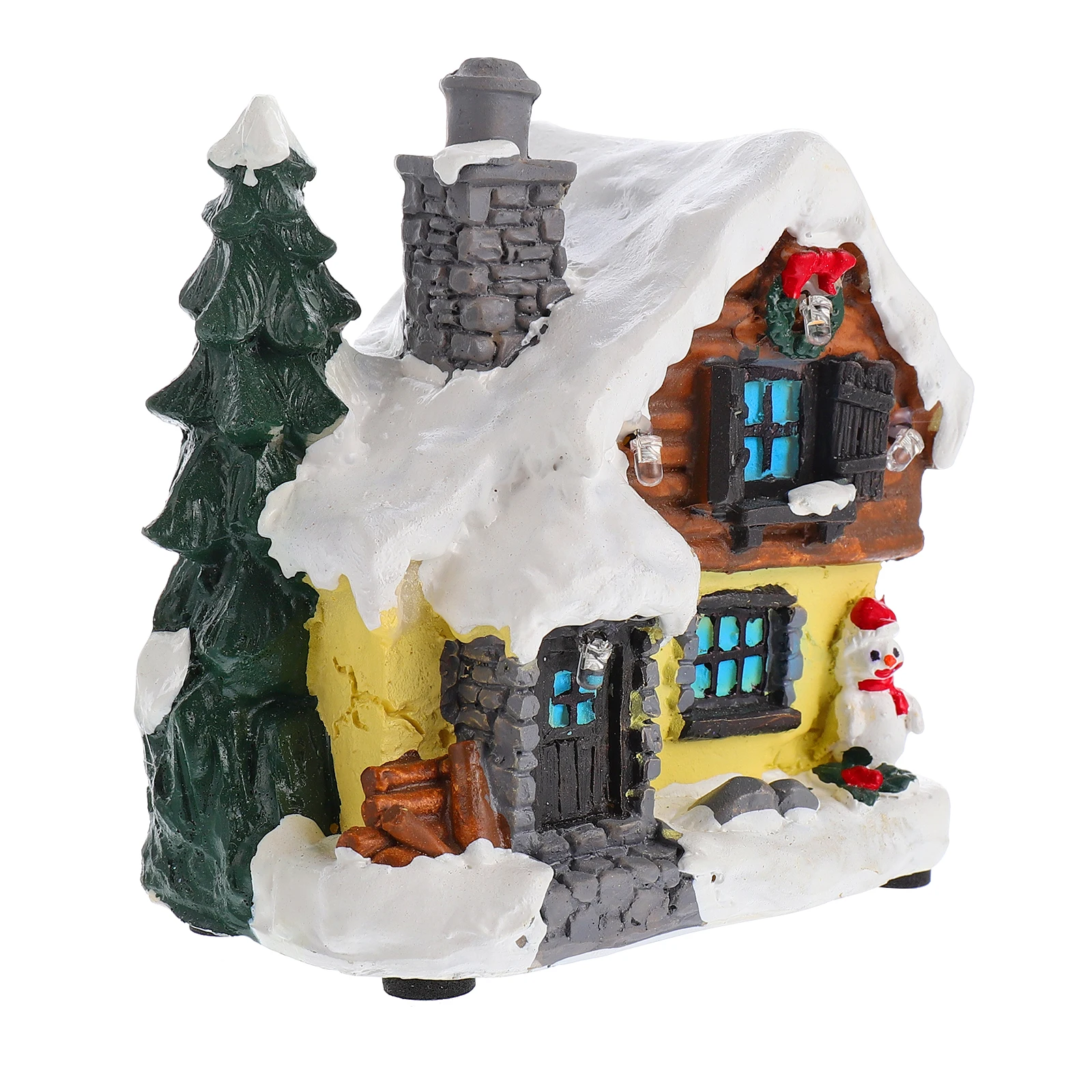 

Dining Table Resin Decorations Vintage Christmas Luminous Chalets Xmas Mini House Ornament
