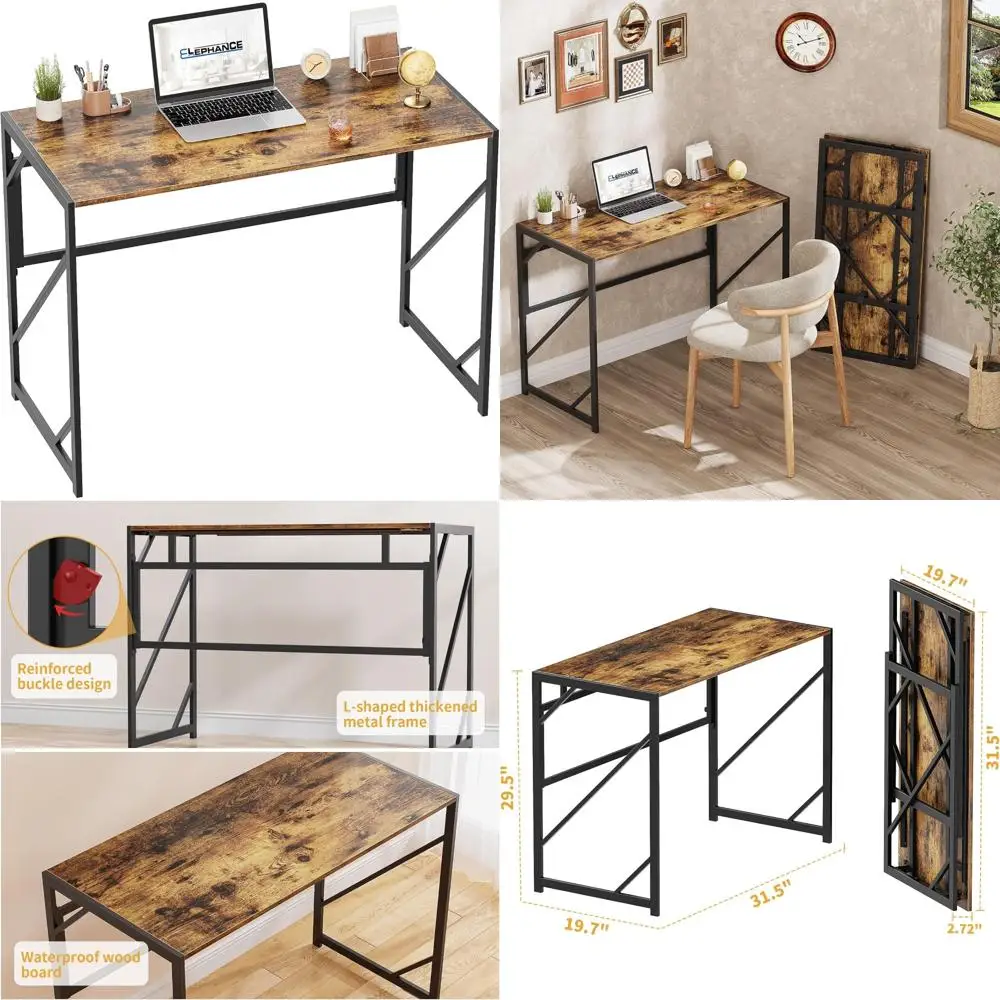 

Складной письменный стол для домашнего офиса, компактный складной компьютерный стол для небольших помещений, учебный стол, идеально подходящий для экономии места Soluti