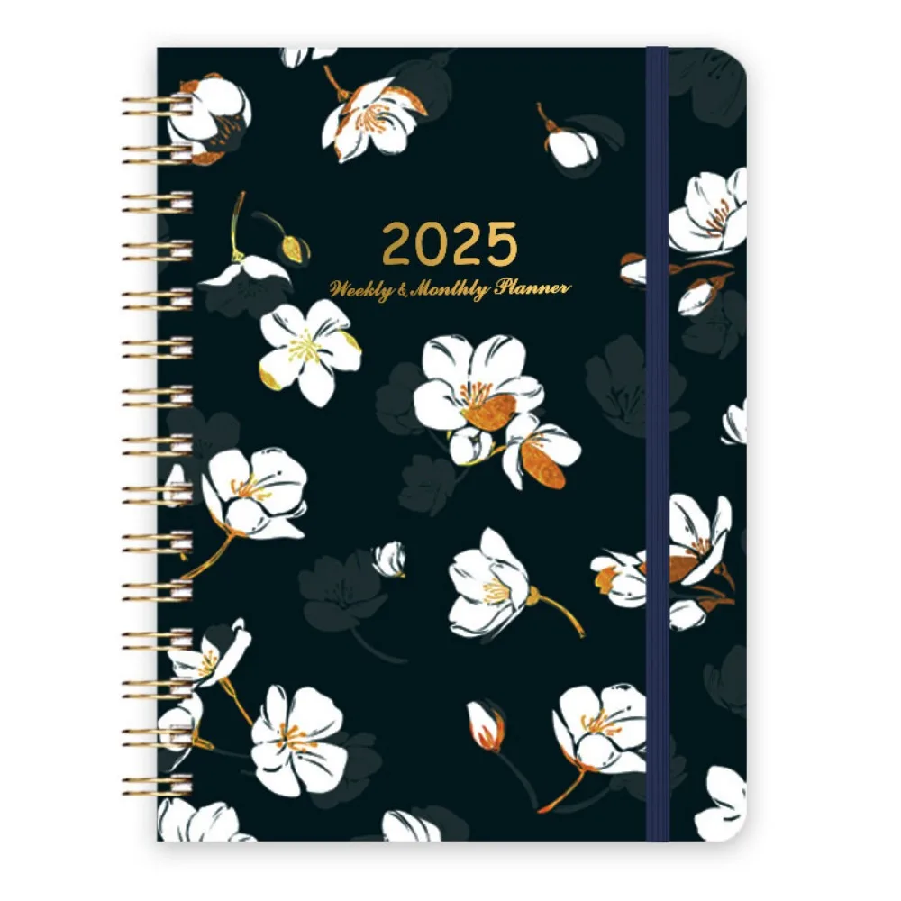 Business Memos A5 2025 Planner Notebooks 140 Pages Floral 12 Months Planner Notebook Thicken Paper 365 Days Notepad Stationery