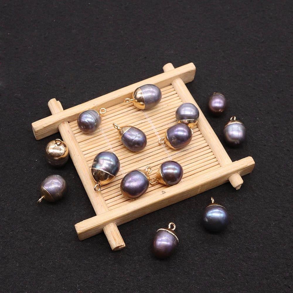 

Irregular Round Natural Black Pearl Pendant Single Hole Charm Jewelry Making DIY Necklace Bracelet Earrings for Handmade Gift