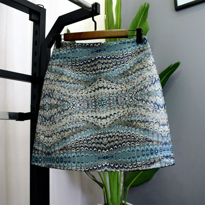 Spring Autumn New High-End Pear Shape Flattering A-Line Skirt with Embroidery Belly Conceal Short Anti-Light Walking Skirt