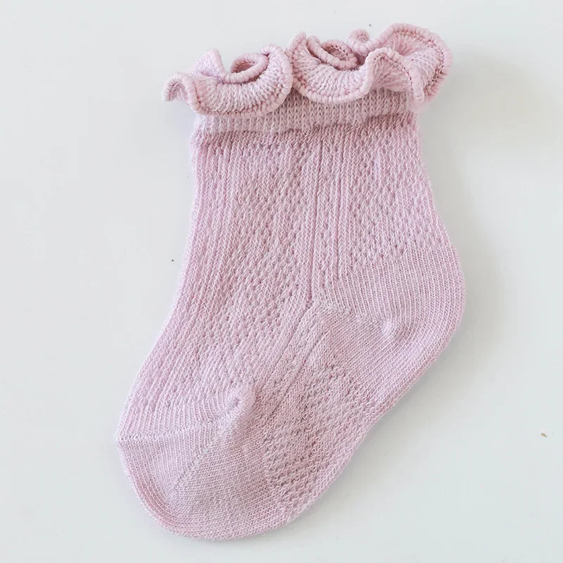 Chaussettes d\'été en dentelle pour bébé fille, mignonnes, motif floral, maille fine, respirantes, en coton, pour nouveau-né, accessoires pour