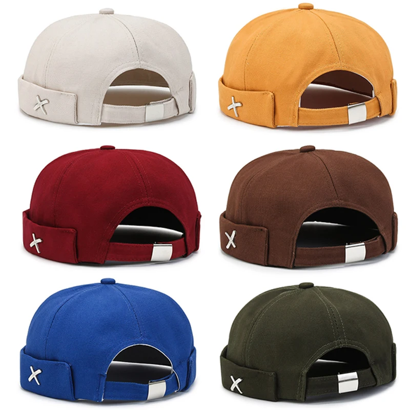 New Vintage Dome Hat Mens Solid Color Velvet Beanies For Men Docker Sailor Crimping Brimless Skull Caps Casual Hip Hop Cap