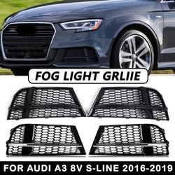 Honeycomb Mesh Front Bumper Fog Light Grille Grill For AUDI A3 8V S-LINE 2017 2018 2019 Lamp Cover Cars Accessories 8V3807681AB