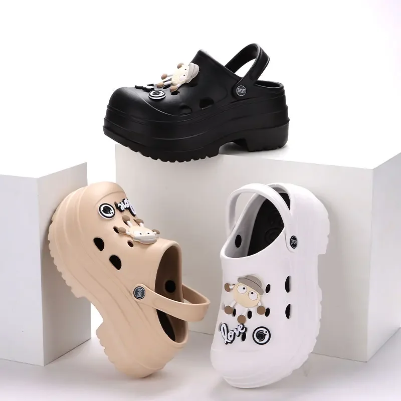 Eva Chunky Plateau-Sandalen für Damen 2024 Sommer Dickbodige Clogs Pantoffeln mit Geschlossener Zehenpartie Rutschfeste Strand- und Gartenschuhe – Detail 2