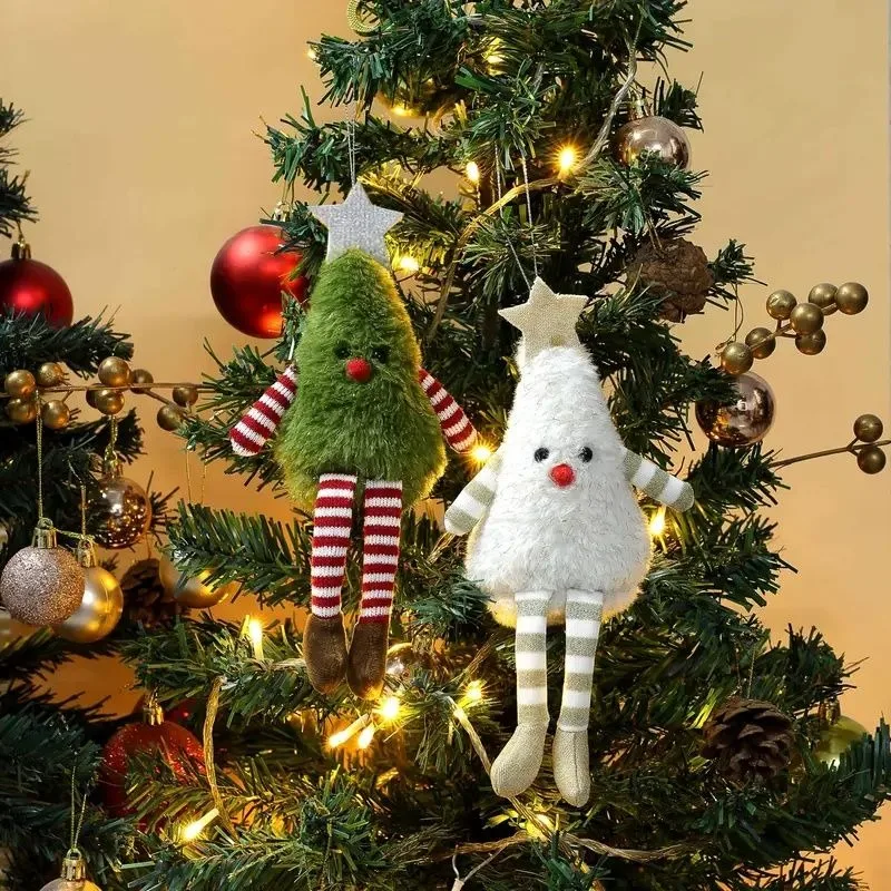 

Christmas Gift 2pcs Christmas Tree Ornament Set Candy Canes Snowmen Gingerbread Men Indoor Window Hanging Decor