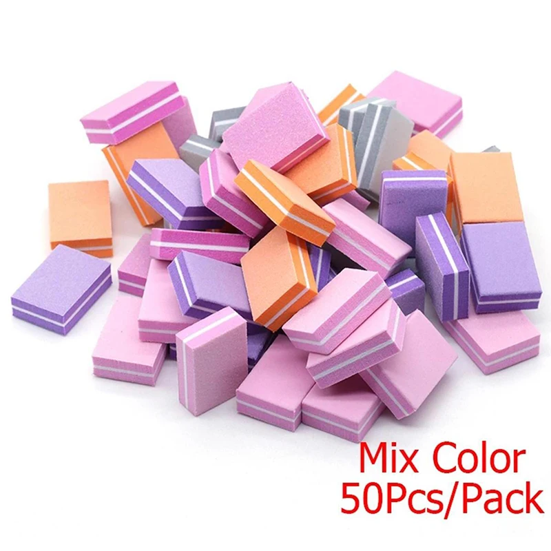 Set de 10-50-100 limas profesionales mini para uñas, grano 100/180, kit de pulido y lijado para cuidado de uñas