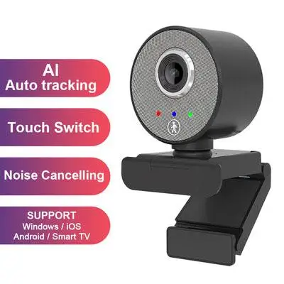 

AI Humanoid Auto Tracking USB Webcam Auto Focus with Microphone For PC Laptop 1080P Web Cam for Online Study Conference Game