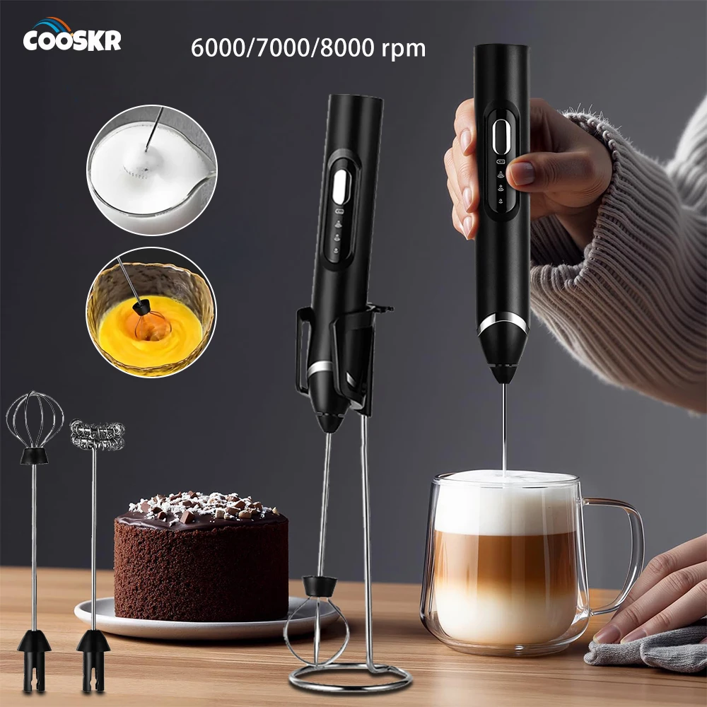 

Электрический вспениватель молока, USB перезаряжаемый блендер для кофе, молока, ручной венчик для взбивания яиц, миксер для капучино, латте, пенообразователь