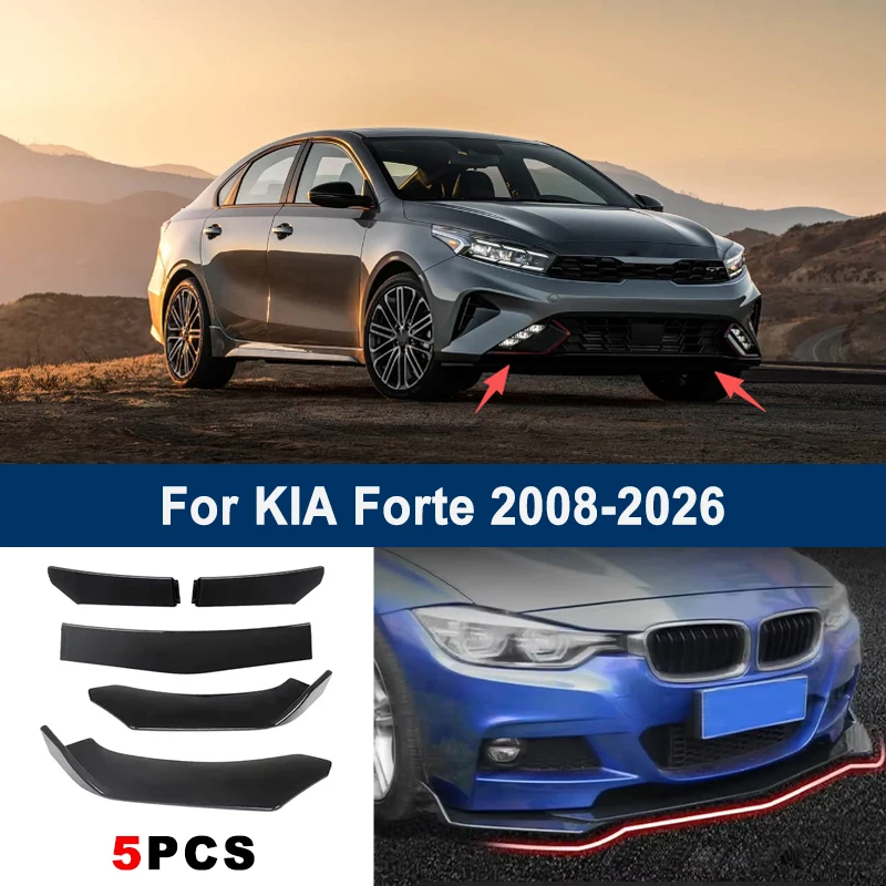 

Adjustable 5Pcs Sectional Front Spoiler Lip For KIA Forte 2008-2026 Front Bumper Splitter Car Exterior Sport Body Kit