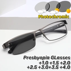 Fashionable Metal Frame Reading Glasses New Photochromic Presbyopia Glasses for The Elderly Anti Blue Light Optical Eyeglass