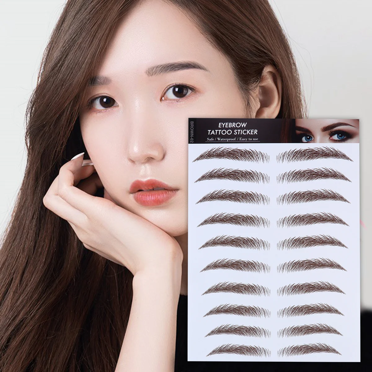 

4Pcs Eyebrow Transfer Stickers Waterproof 6d Hair-Like False Eyebrow Stickers Reusable Natural Look for Female Face Shape
