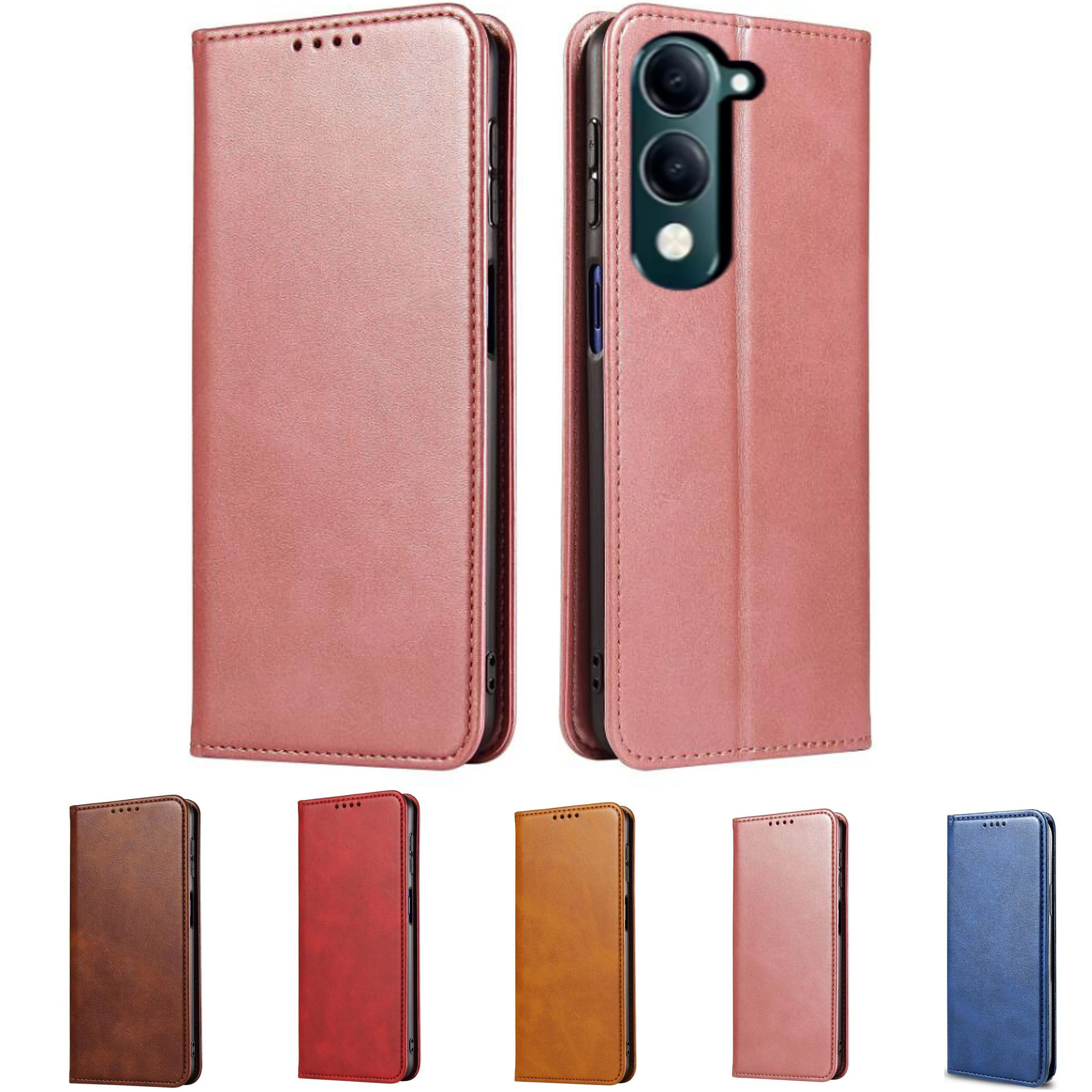 Leather Case Wallet Cover For Vivo Y04 6.74
