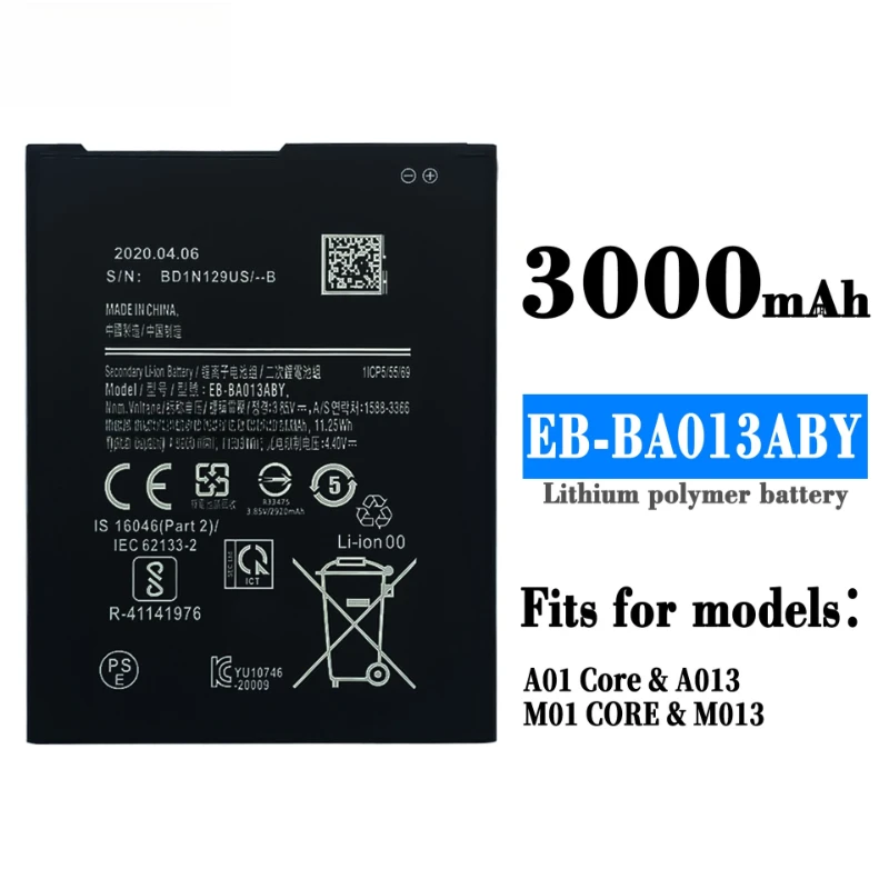 EB-BA013ABY 3000mAh العلامة التجارية الجديدة بطارية الهاتف المحمول لسامسونج غالاكسي A01 كور A3 كور SM-A013F SM-A013G SM-A013M SM-A013D