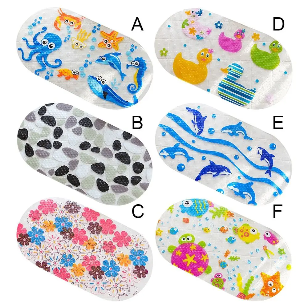 Soft Cartoon PVC Kids Anti Slip Bath Mat Non Skid Safety With Sucker Shower Mat Massage Bathtub Mats Pad