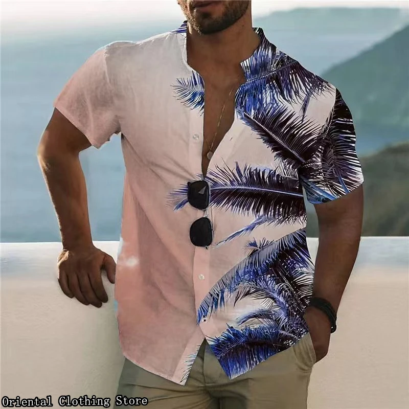 

Hawaiian short-sleeved men's summer casual shirt 3D printed flower shirt outdoor vacation made in China design men's clothing