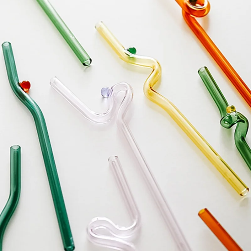 House Artistry Glass Straws Reusable Straws Heat Resistant Glass Straw Drinking Milk Tea Long Stem Glass Staw Wholesale