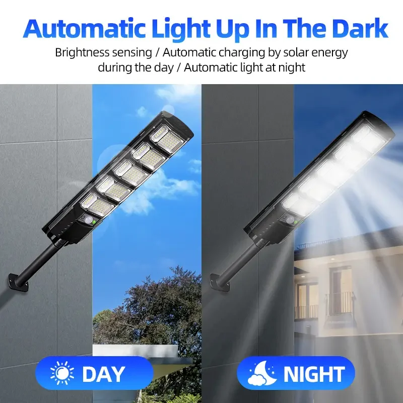 100000LM Solar Light Commercial LED Outdoor Dusk To Dawn Solar Street Light Road Area Lamp Waterproof Backyard Security Lighting