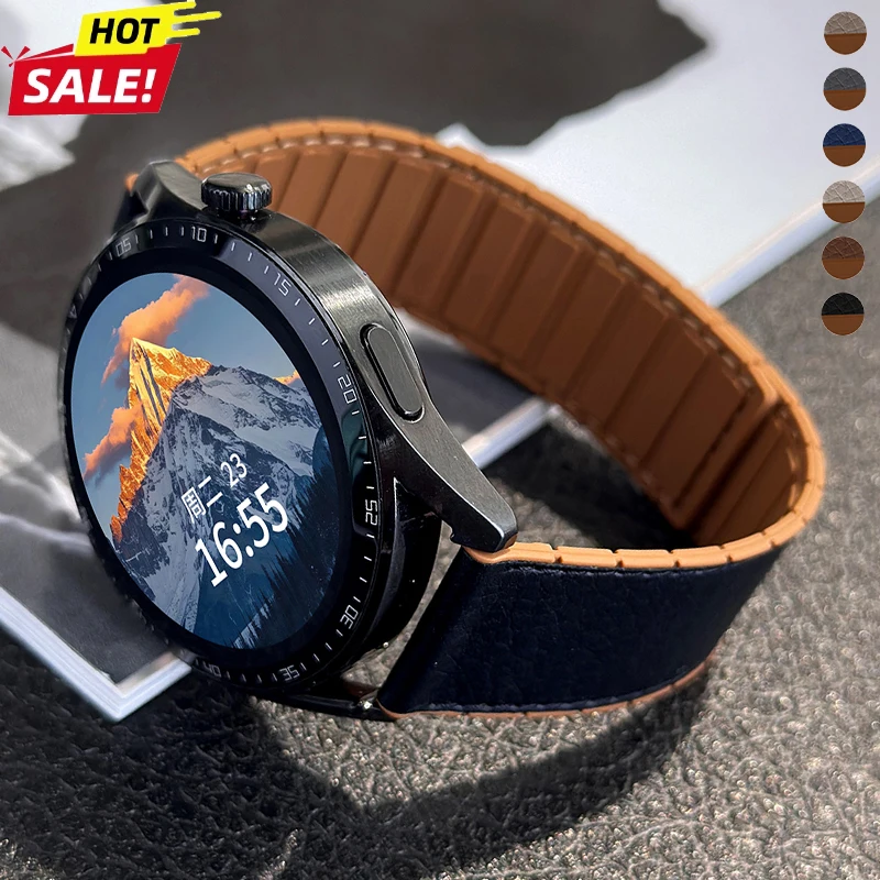 18/20/22mm Universelles Magnetisches Uhrenarmband für Samsung Galaxy Watch 8 7 6 5 4 40MM 44MM Leder-Silikon-Band für Omega Armband