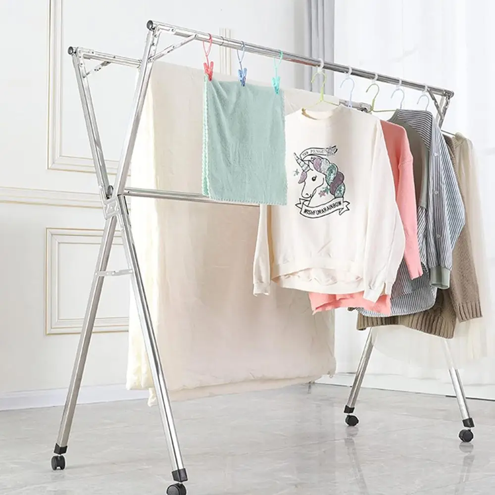 Adjustable Folding Laundry Rack - Indoor/Outdoor Space-Saving Drying with Wheels (2m)