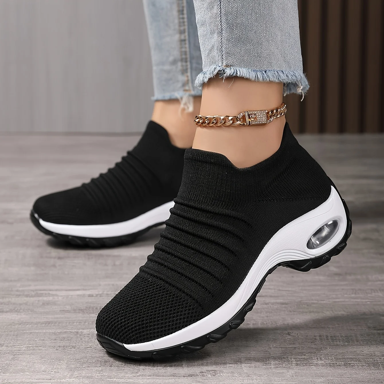 

Women's Walking Shoes Sock Sneakers Mesh Slip On Air Cushion Girls Modern Jazz Dance Easy Shoes Platform Loafers