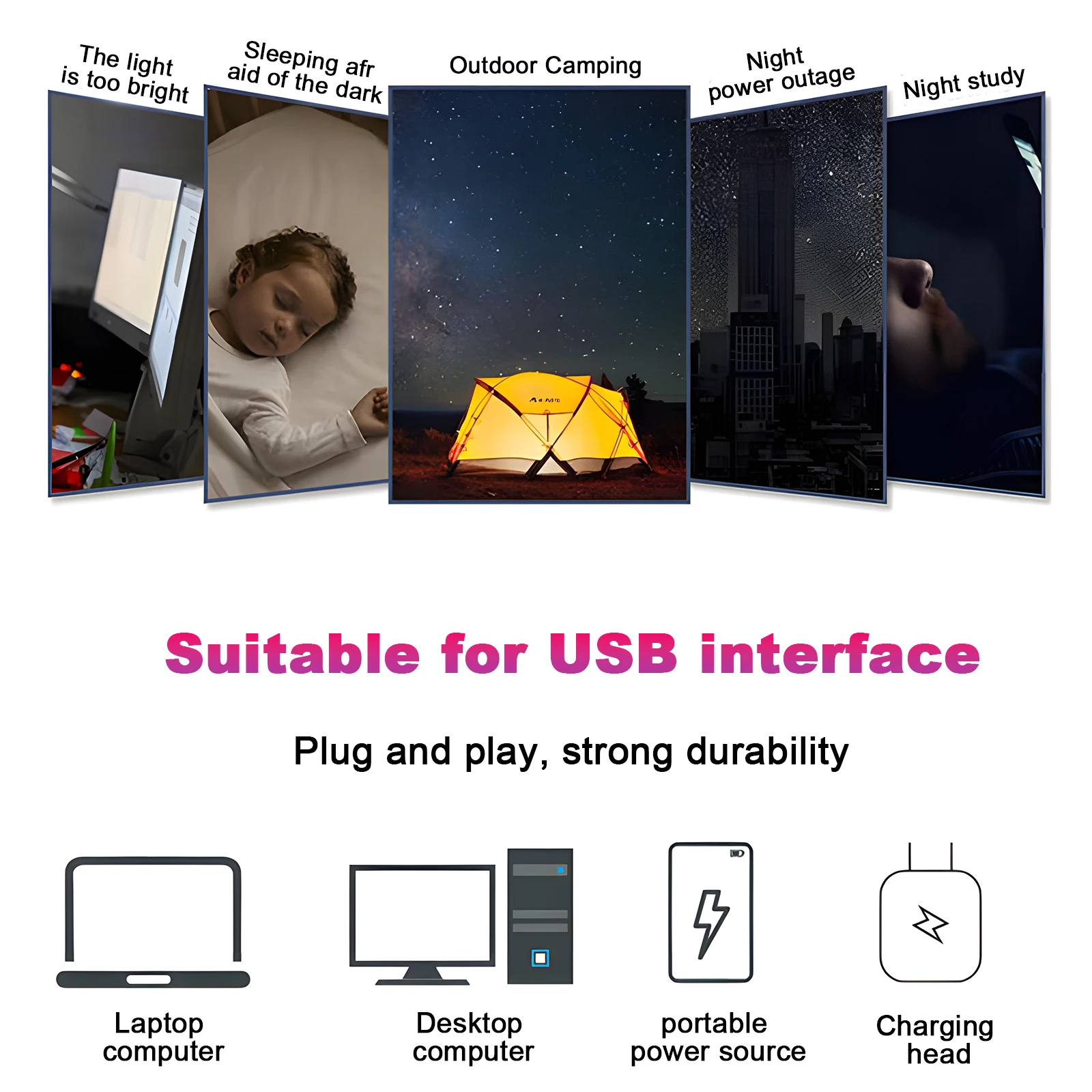Mini USB Book Lights LED Portable USB Lamps DC 5V Ultra Bright Reading Lamp for Power Bank Camping PC Laptops USB Night Lights