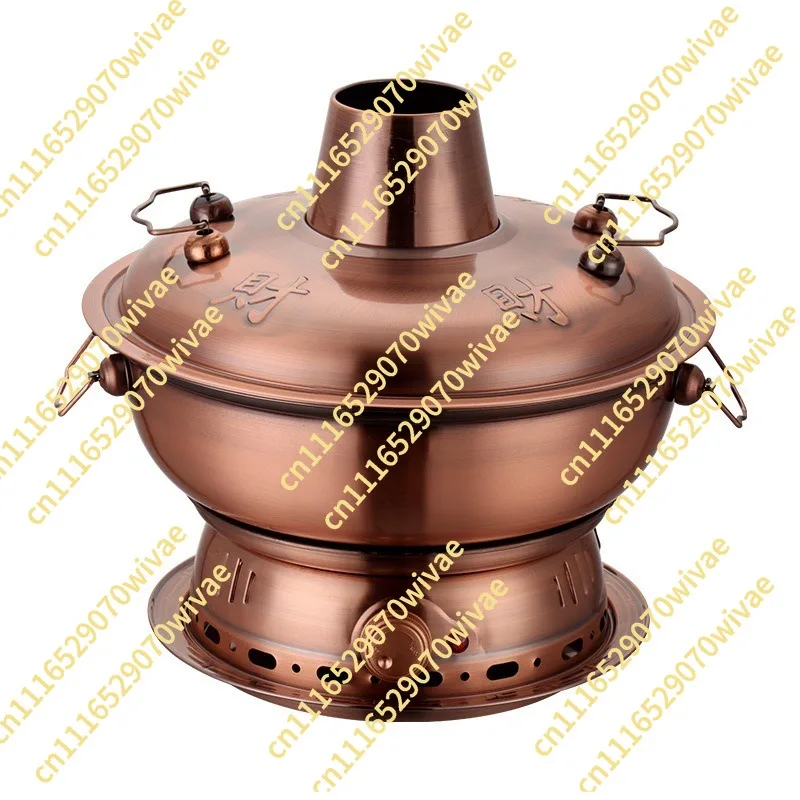 Stainless Steel Copper-Imitation Hot Pot for Cassette Stove, Commercial Use, Suitable for Shabu-ShabuLambChickenCooking