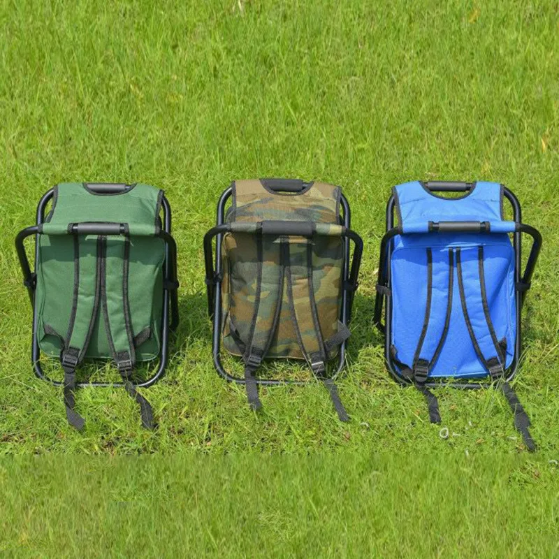 2 In 1 Folding Fishing Chair Bag Fishing Backpack Chair Stool Convenient Wear-resistantv For Outdoor Hunting Climbing Equipment