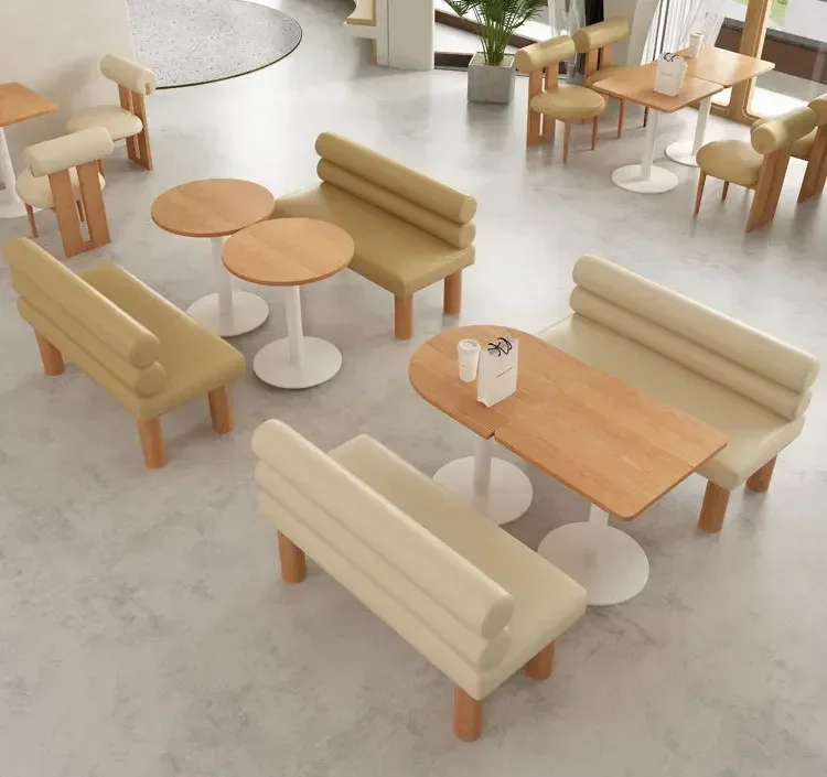 New Cafe Milk Tea Shop Card Seat Sofa Table and Chair Combination Fresh Dessert Cake Shop Bakery Book Bar Table and Chairs