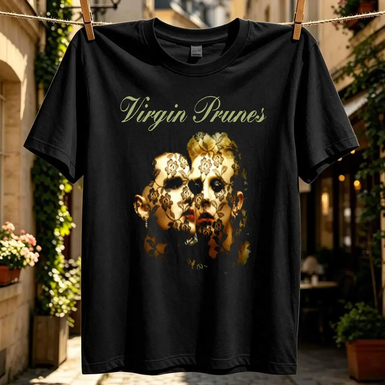 washed T Shirt Virgin Prunes vintage Washed Comfortable Casual Stretched Slightly Breathable fashion Top For Everyday Wear