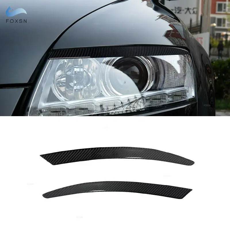 

2 шт. автомобильные аксессуары, мягкая накладка на фару из углеродного волокна для Audi A6 C6 4F 2004 2005 2006 2007 2008 2009