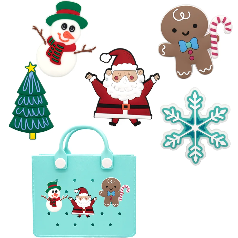 1/5PCS Christmas Style Charm Accessories for Tote Bag, Cute Snowman Santa Claus Beach Bag, Christmas Tree Decoration  Handbag