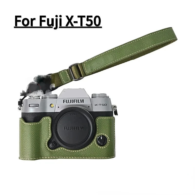 

For Fujifilm XT50 PU Camera Case Base Anti-slip Palm Print Magnetic Mount Cover Bag Anti-lost Hand Wrist Strap for Fuji X-T50