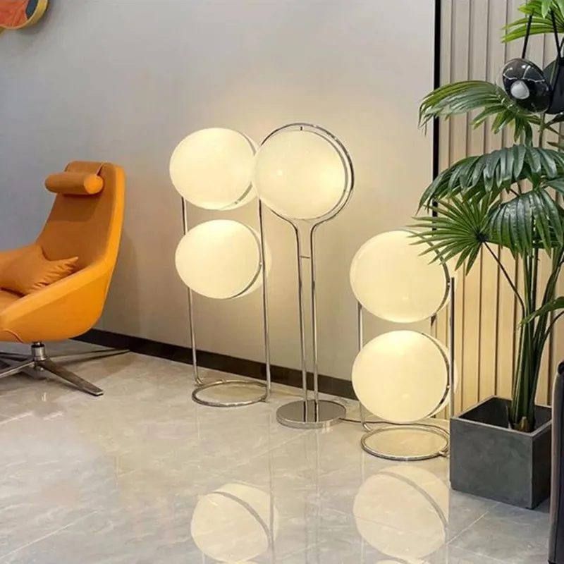 Garrault lampa podłogowa nordic biały kulka akrylowa lampa podłogowa salon pokój hotelowy LED Chrome metalowa kula lampa