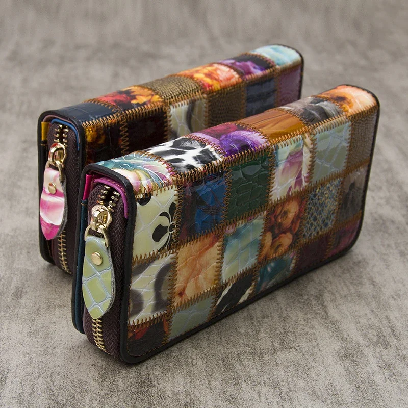 Multifunctional Women's Splice Casual Wallet Single Pull Buckle Zipper Money Clip Zero Wallet ID Bag Cards Holders Package Purse